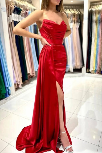 Modern Sweetheart Sleeveless Mermaid prom Dresses With Front Split-stylesnuggle