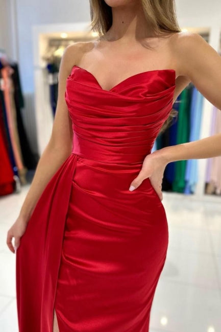 Modern Sweetheart Sleeveless Mermaid prom Dresses With Front Split-stylesnuggle