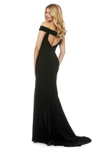 Women's Formal Dress Black Backless Velour Floor-Length Split Formal Dress Gossip Gowns