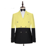 Modern Yellow Designer Slim Fit Double Breasted Prom Outfits for Guys-stylesnuggle