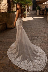 New Arrival sweetheart sleeveless mermaid lace Wedding Dresses-stylesnuggle