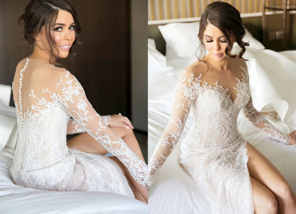 stylesnuggle custom made this Long Sleeves wedding dress in high quality at factory price, offer extra discount and make you the most beautiful one in the party.