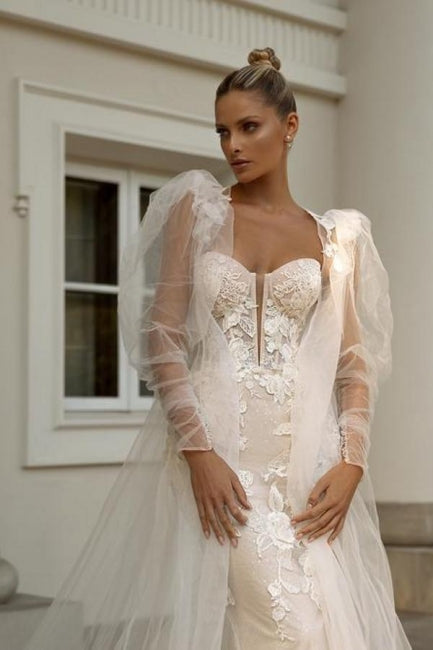 Noble sweetheart sleeveless mermaid lace Wedding Dresses-stylesnuggle