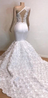 stylesnuggle offers One Shoulder Lace Appliques Meramid Prom Dresses with sleeve at a cheap price from Lace to Mermaid hem.. Click in to check our Gorgeous yet affordable mermaid Real model dresses.