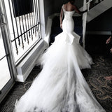 stylesnuggle.com supplies you One shoulder White Mermaid Bridal Gowns with Ruffles Train at reasonable price. Fast delivery worldwide. 