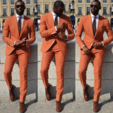 Orange Slim Fit Men Suit Peaked Lapel Prom Suits-stylesnuggle