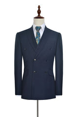 stylesnuggle has various cheap mens suits for prom, wedding or business. Shop this Peak Lapel Double Breasted Business Mens Suits for Formal, Three Piece Dark Navy Suits for Men with free shipping and rush delivery. Special offers are offered to this Dark Navy Double Breasted Peaked Lapel Two-piece mens suits.