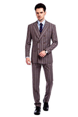 Looking for the Pricey Peak Lapel Plaid Double Breasted Premium Mens Suits with Flap Pocket online Find your Peaked Lapel Double Breasted Two-piece Chocolate mens suits for prom, wedding and business at stylesnuggle.