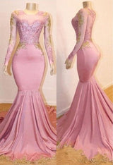 Rock a Chic,  playful look with our Pink Appliques Long Sleevess Prom Dresses. Shop stylesnuggle with free shipping on New Arrival Gorgeous Mermaid Evening Gowns available in all sizes and colors.