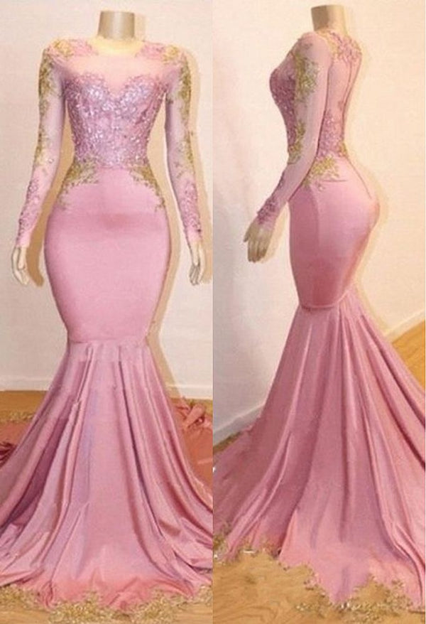 Rock a Chic,  playful look with our Pink Appliques Long Sleevess Prom Dresses. Shop stylesnuggle with free shipping on New Arrival Gorgeous Mermaid Evening Gowns available in all sizes and colors.