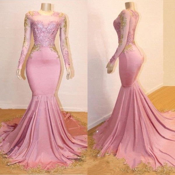 Rock a Chic,  playful look with our Pink Appliques Long Sleevess Prom Dresses. Shop stylesnuggle with free shipping on New Arrival Gorgeous Mermaid Evening Gowns available in all sizes and colors.