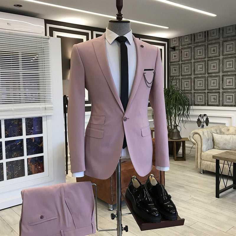 Pink Peaked Lapel 3 Flaps Prom Suits For Men-stylesnuggle