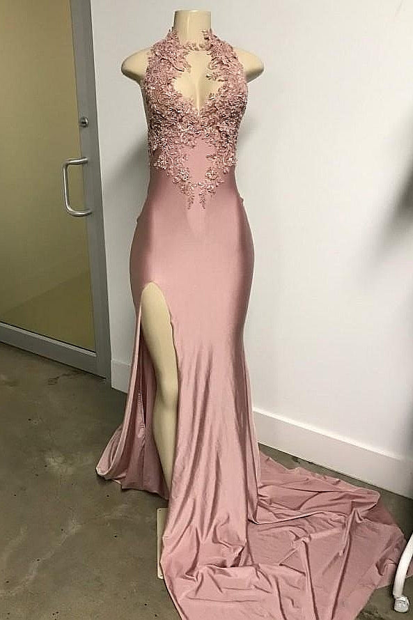 stylesnuggle offers Pink Sleeveless Front Slit Appliques Long Mermaid Prom Dresses at a cheap price from pink color to Mermaid Floor-length hem.. Check out our gorgeous yet affordable Sleeveless Real Model Series.