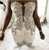 stylesnuggle offers Plus Size Mermaid Crystal Lace Beads Sweetheart Long Train African Custom Made Ruffless Wedding Dresses online at an affordable price from Satin,Taffeta,Hard Net to Ball Gown Floor-length skirts. Shop for Amazing Sleeveless wedding collections for your big day.