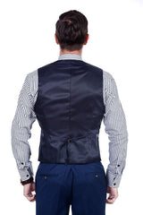 Looking for the Pricey Premium Peak Lapel Navy Blue Three Piece Suits for Men with Double Breasted Vest online Find your Peaked Lapel Single Breasted Three-piece Blue mens suits for prom, wedding and business at stylesnuggle.