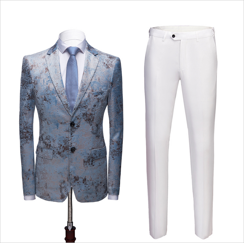 This Printing Men Marriage Suits, Blue Wedding Tuxedos with White Pants at stylesnuggle comes in all sizes for prom, wedding and business. Shop an amazing selection of Notched Lapel Single Breasted Blue mens suits in cheap price.