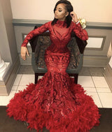 stylesnuggle offers Red Mermaid Sequins Long Sleevess High Neck Prom Dresses at a cheap price from Same as Picture, Gold, Royal Blue, Black,  Sequined to Mermaid hem. Gorgeous yet affordable Long Sleevess Prom Dresses, Evening Dresses.