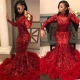 stylesnuggle offers Red Mermaid Sequins Long Sleevess High Neck Prom Dresses at a cheap price from Same as Picture, Gold, Royal Blue, Black,  Sequined to Mermaid hem. Gorgeous yet affordable Long Sleevess Prom Dresses, Evening Dresses.