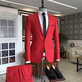 Red Peaked Lapel Slim Fit Bespoke Men's Prom Suits-stylesnuggle