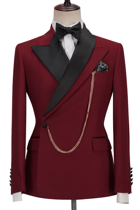 Red Peaked Lapel Slim Fit Designer Men Suits for Prom