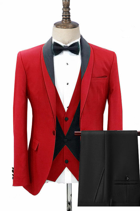 Discover the very best Red Three Pieces Fashion Shawl Lapel Men Suits for Wedding for work,prom and wedding occasions at stylesnuggle. Custom Made Red Shawl Lapel Mens Suits with high Quality.