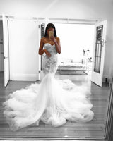 stylesnuggle custom made Romantic Sweetheart Lace White Sheer Wedding Dress at factory price, fast delivery worldwide.