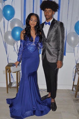 stylesnuggle offers Royal Blue Mermaid Prom Party Gowns Sequined V-Neck Party Wear at a good price from different colors, Stretch Satin to Mermaid Floor-length hem. Gorgeous yet affordable Prom Dresses, Evening Dresses.