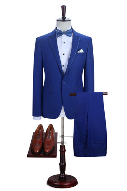 Royal Blue One Button Notched Lapel Men Suits for Prom