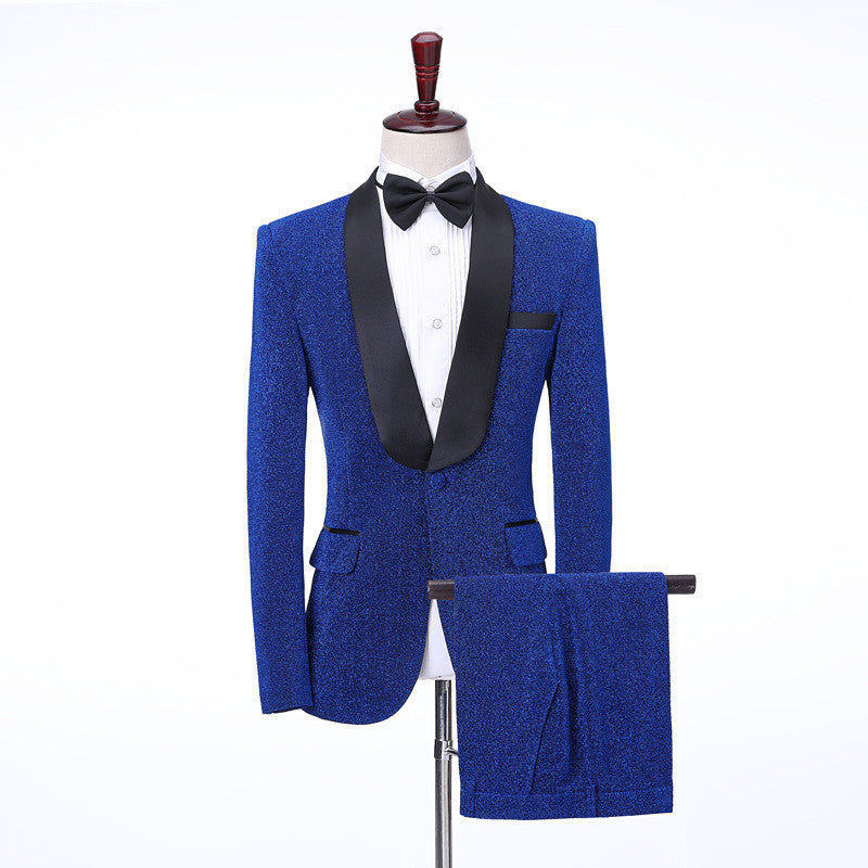 stylesnuggle is your ultimate source for Royal Blue Shawl Lapel Shiny Slim Fit Wedding Men Suits. Our Royal Blue Shawl Lapel wedding groomsmen suits come in Bespoke styles &amp; colors with high quality and free shipping.