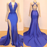 Shop stylesnuggle for Sexy V-neck Chic Open back Side Slit Prom Dresses at Cheap prices. Elegant Royal Blue Mermaid Beads Lace Evening Gowns from wholesale prices. Get ready for your prom night.