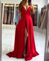 stylesnuggle offers Ruby Red Chic High split Court Train Long evening Dress at a cheap price from Stretch Satin to Mermaid Floor-length hem.. Gorgeous yet affordable Sleeveless Prom Dresses, Evening Dresses.