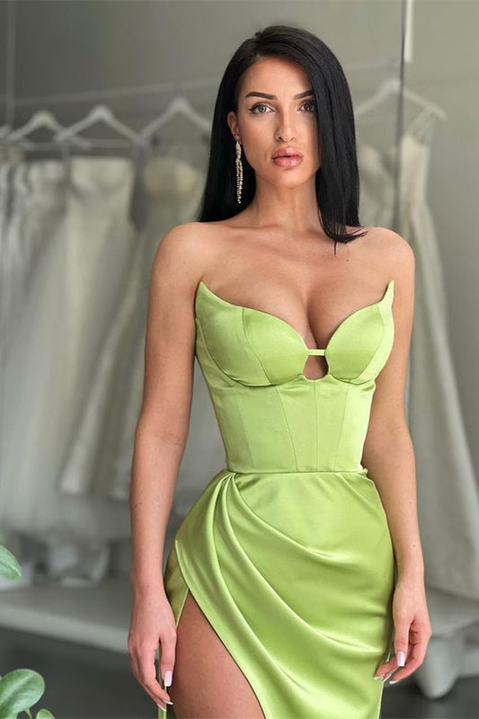 Sage Green Sweetheart Mermaid Evening Dress Sleeveless With Slit-stylesnuggle