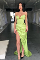 Sage Green Sweetheart Mermaid Evening Dress Sleeveless With Slit-stylesnuggle