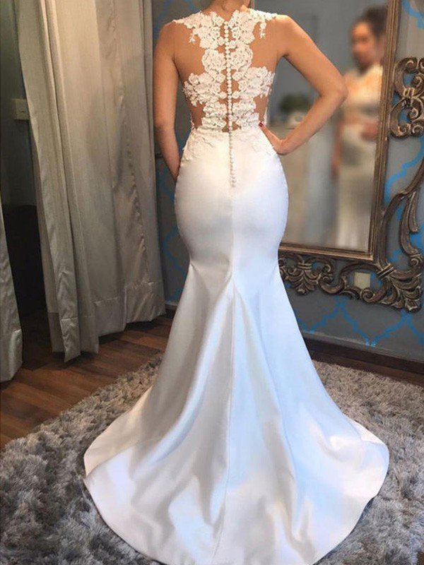 Check this Mermaid Scoop Sleeveless Applique Court Train Wedding Dresses at stylesnuggle.com, this dress will make your guests say wow. The Scoop bodice is thoughtfully lined, and the skirt with Appliques to provide the airy, flatter look of Satin.