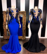 Looking for Prom Dresses, Evening Dresses, Real Model Series in Satin,  Mermaid style,  and Gorgeous Appliques work? stylesnuggle has all covered on this elegant See Through Long Sleevess Flowers Mermaid Prom Dresses.