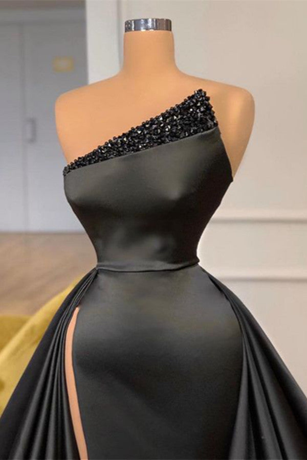 Sexy Black Beadings Prom Dress Long With Split On Sale-stylesnuggle