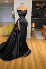 Sexy Black Long Prom Dress With Split Beadings Evening Gowns-stylesnuggle