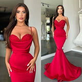 Sexy Red Spaghetti-Straps Mermaid Prom Dress Long On Sale-stylesnuggle