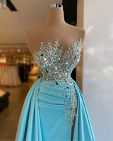 Sexy Sleeveless Sequins Mermaid Prom Dress with Detachable Train-stylesnuggle