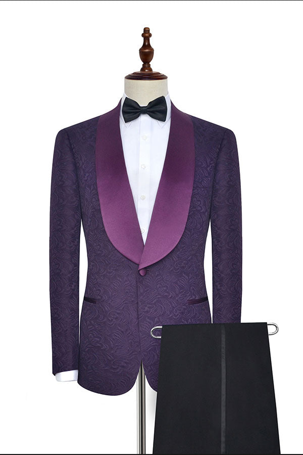 stylesnuggle has various cheap mens suits for prom, wedding or business. Shop this Sharp-looking Dark Purple One Button Wedding Tuxedos, Silk Shawl Lapel Jacquard Marriage Suits with free shipping and rush delivery. Special offers are offered to this Purple Single Breasted Shawl Lapel Two-piece mens suits.