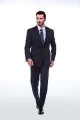 Looking for the Pricey Sharp-looking Plaid Grey Mens Suits, Notch Lapel Suits for Men online Find your Notched Lapel Single Breasted Two-piece Dark Gray mens suits for prom, wedding and business at stylesnuggle.