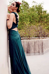 Sheath One-shoulder Floor Length Chiffon Backless Handmade Flower Evening Dress-stylesnuggle