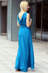 Sheath Small Round Collar Front Slit Floor Length Chiffon Evening Dress-stylesnuggle