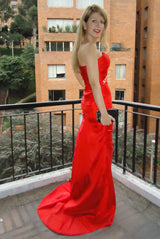 Sheath Sweetheart One-shoulder Floor Length Chiffon Rhinestone Evening Dress-stylesnuggle