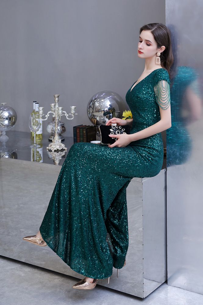 stylesnuggle offers Shining Sequined Emerald Green Mermaid Cap sleeve Long Prom Party Gowns at a cheap price from Prom Dresses, Evening Dresses, Homecoming Dresses, Quinceanera dresses collection. Free Fast shipping on affordable Prom Dresses, Evening Dresses, Homecoming Dresses, Quinceanera dresses On Sale.