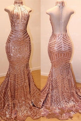 stylesnuggle offers Shiny High Neck Sleeveless Sequins Mermaid Prom Dresses at a cheap price from Sequined to Mermaid Floor-length hem.. Click in to check our Gorgeous yet affordable shiny Real model dresses.