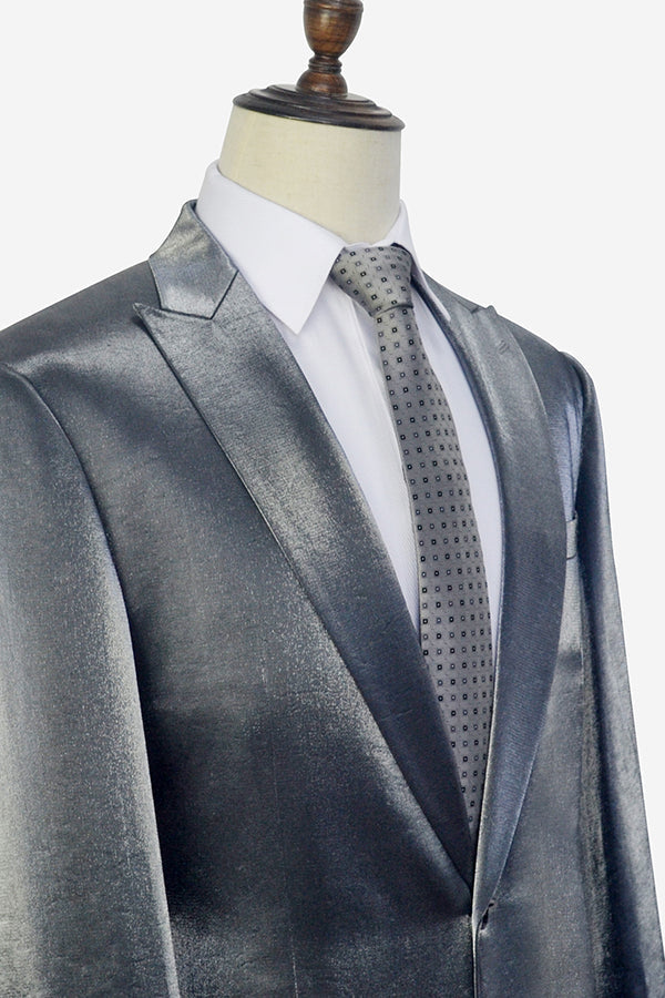 Shiny Silver Prom Suits Glittering Peak Lapel Suits for Men-stylesnuggle