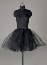 Short Black Taffeta A Line Boneless Two Tier Wedding Petticoats-stylesnuggle