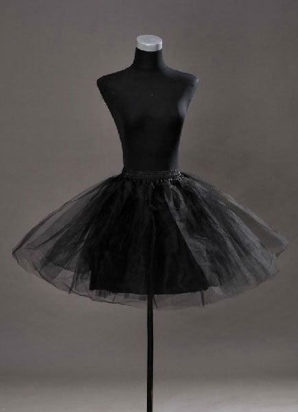 Short Black Taffeta A Line Boneless Two Tier Wedding Petticoats-stylesnuggle