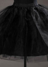 Short Black Taffeta A Line Boneless Two Tier Wedding Petticoats-stylesnuggle